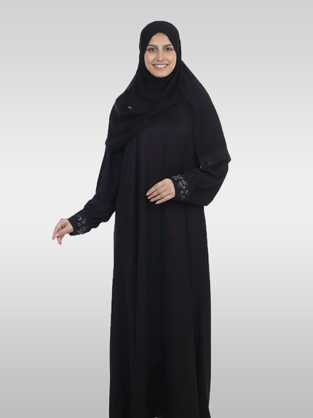 Shafaq Front Closed Handwork Abaya