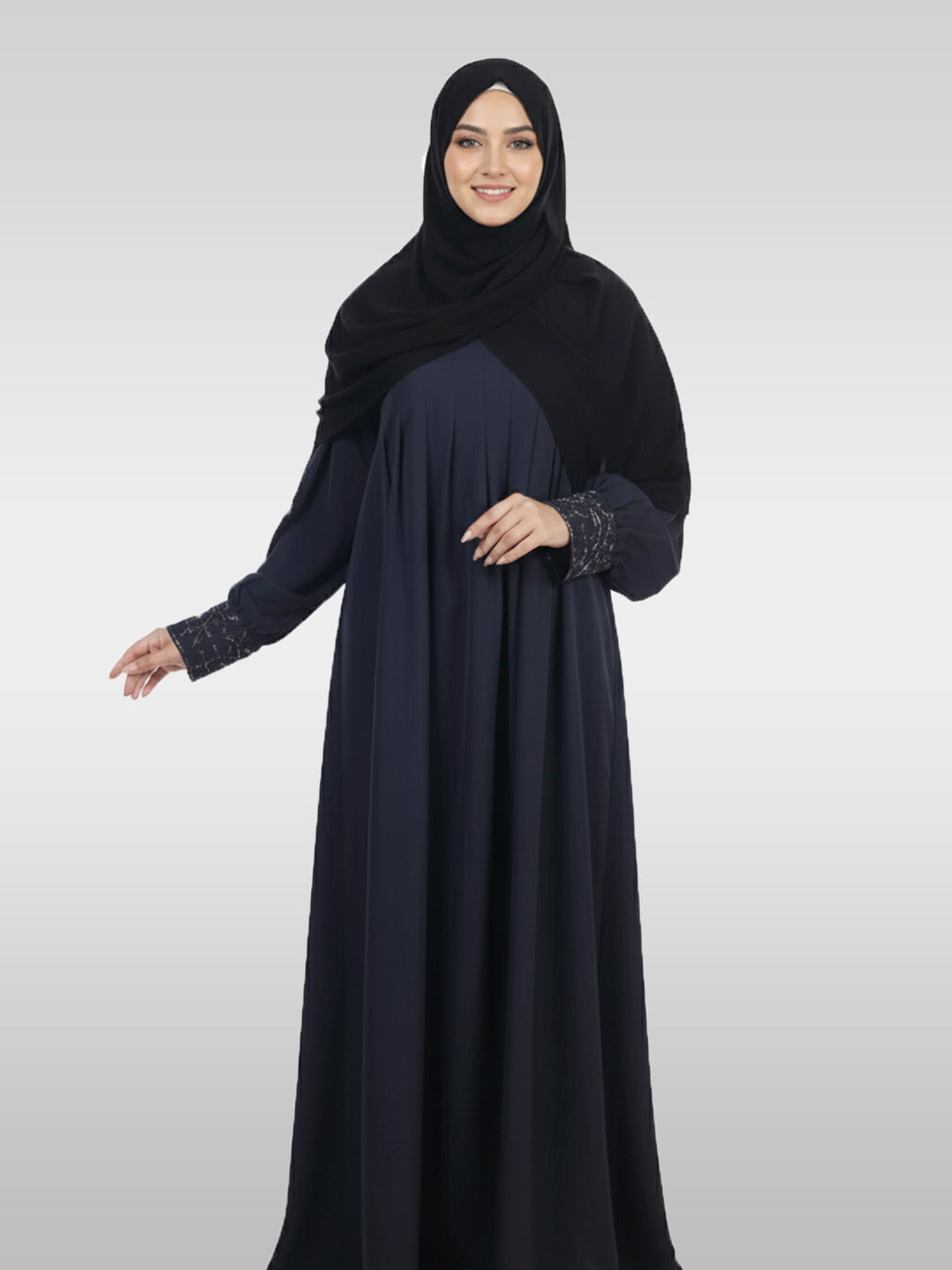 Naziya Front Pleated Handwork Cuff Abaya