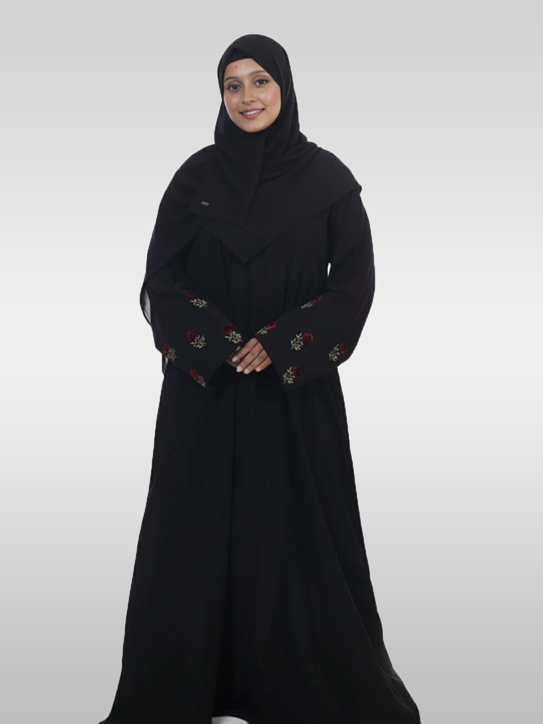 Classic Rose Embroidered Abaya Set