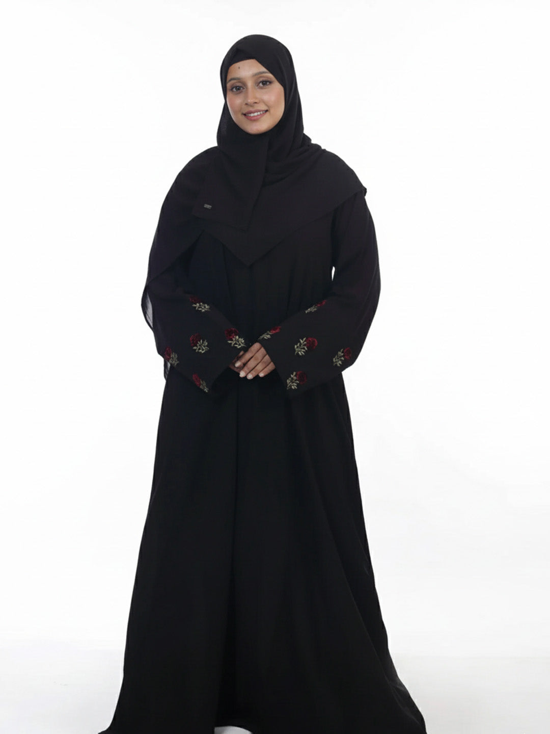 Classic Rose Embroidered Abaya Set
