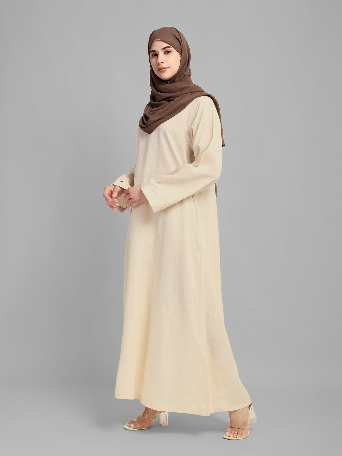 Linen Abaya with Wide Sleeves
