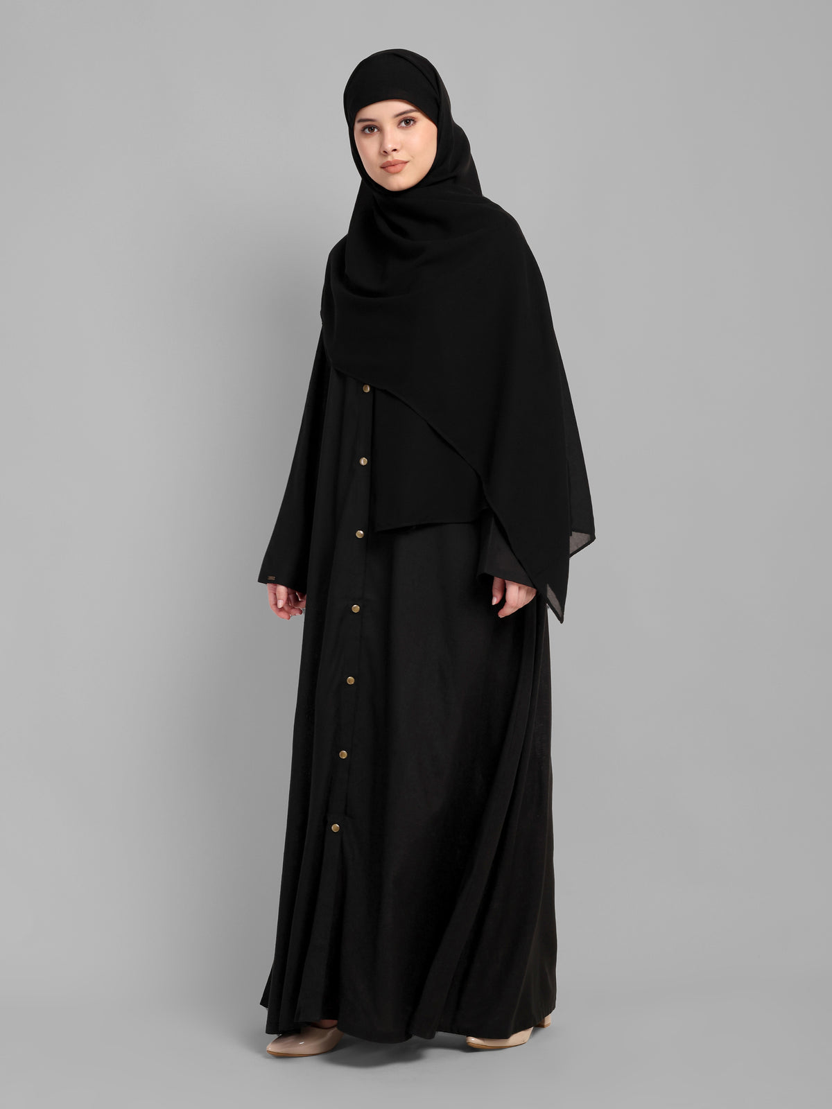 Linen Front Open Abaya