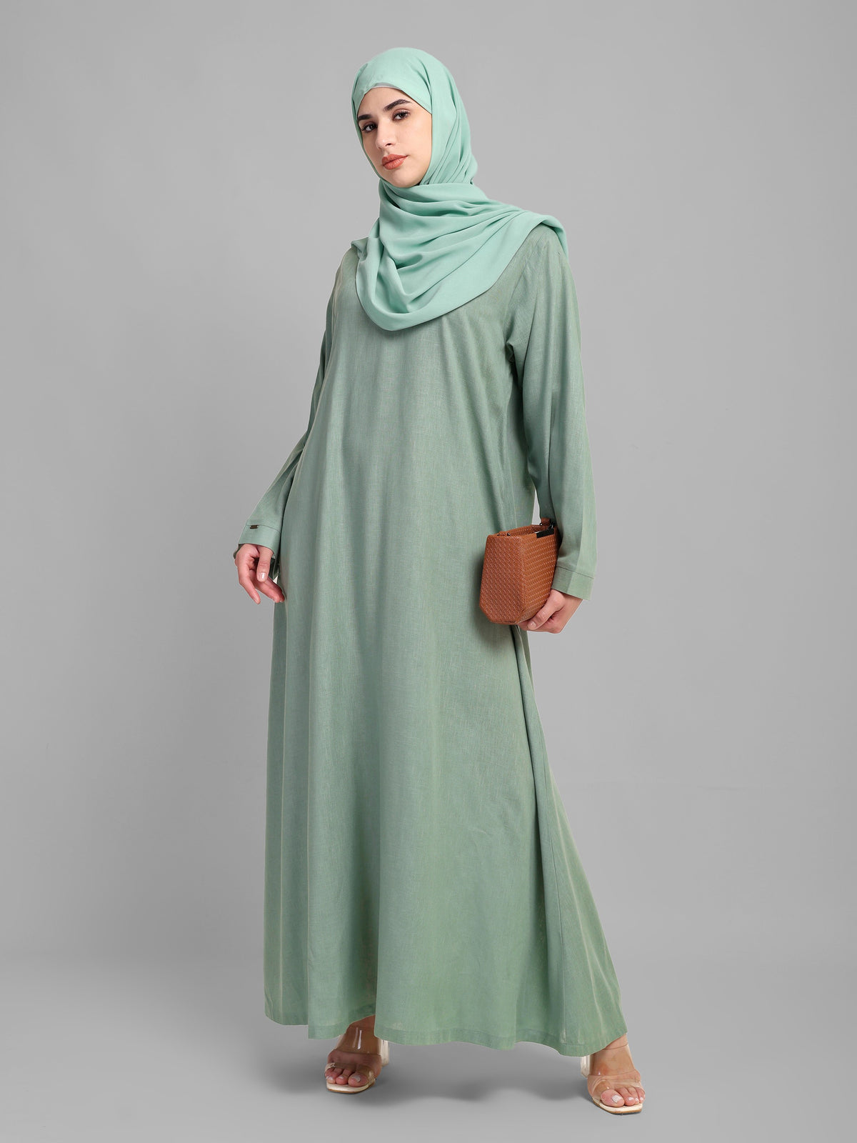 Linen Abaya with Wide Sleeves