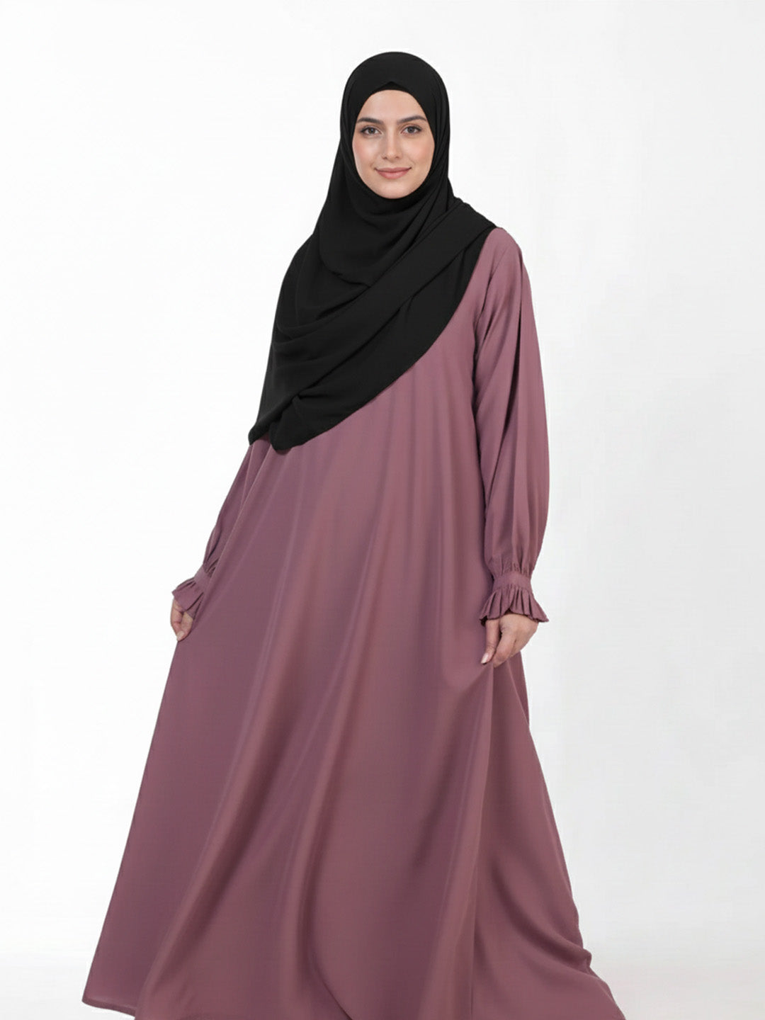 Basic Abaya with Band Frill Sleeves