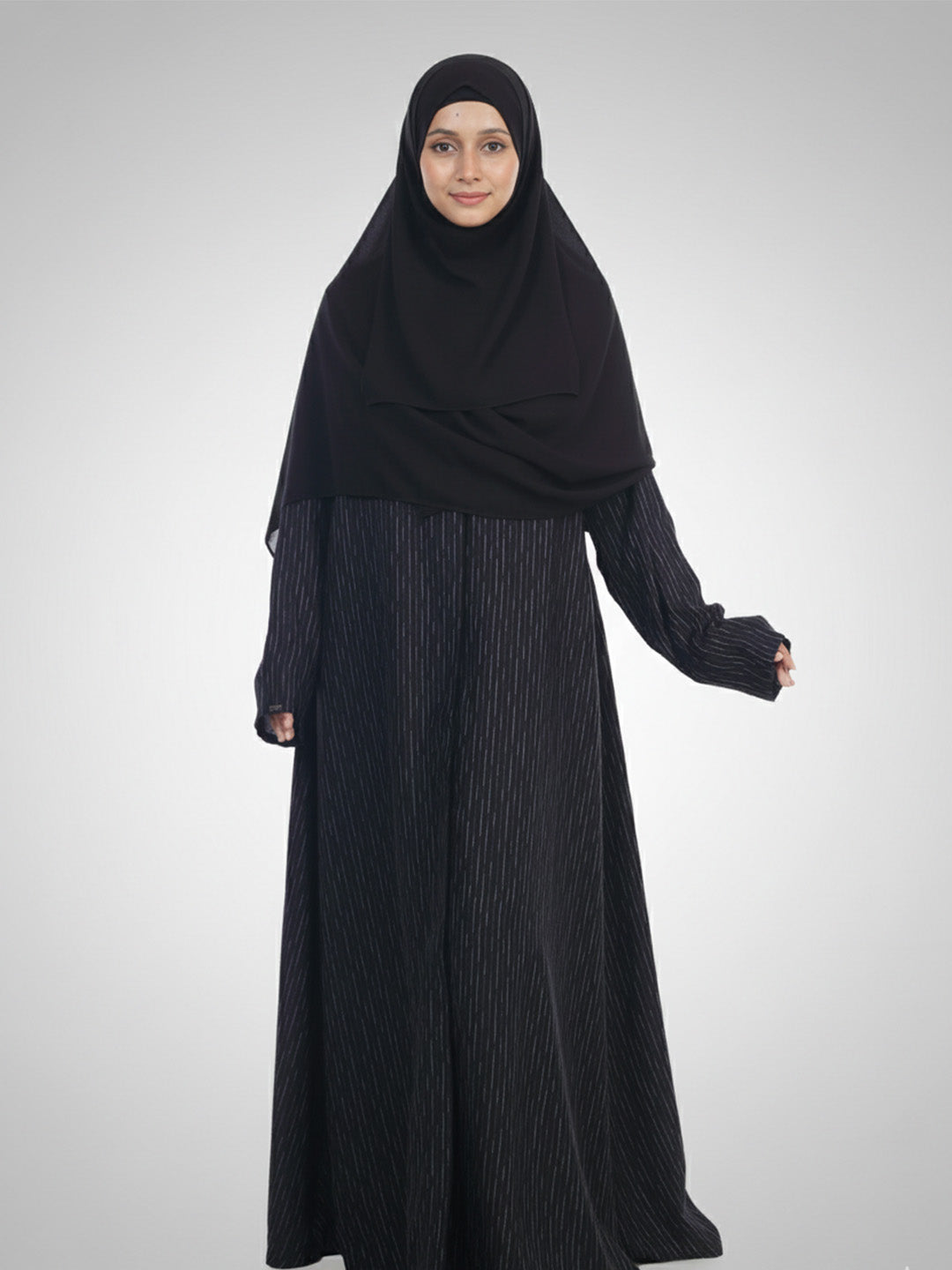 Front Open Blue Stripe Abaya