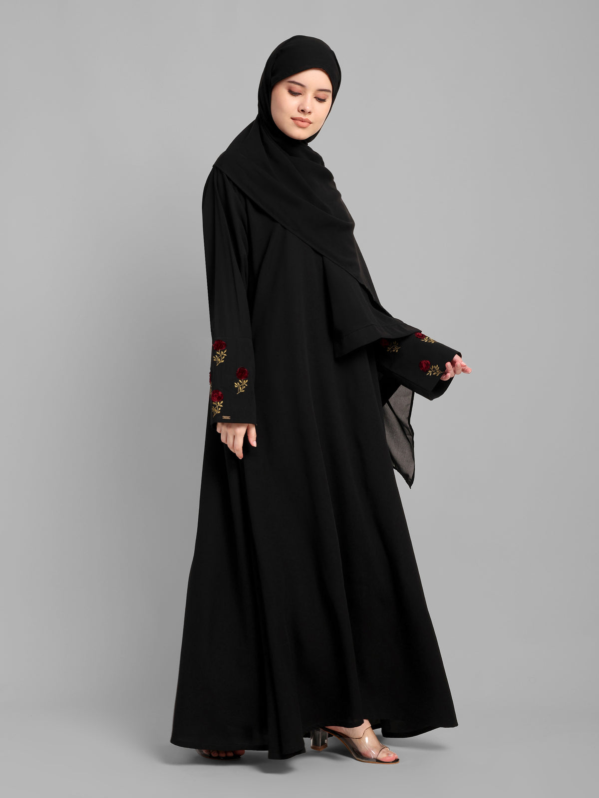 Rose Embroidered Abaya - Nida