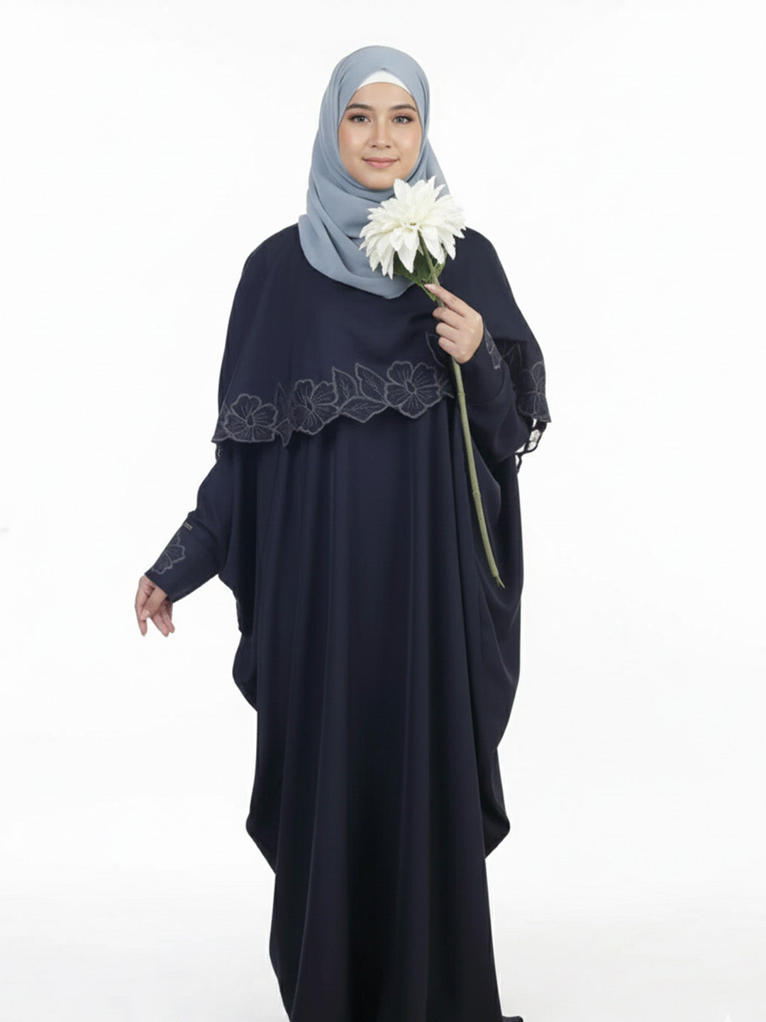 Haya Abaya with Cutwork Detail at Cuff and Poncho