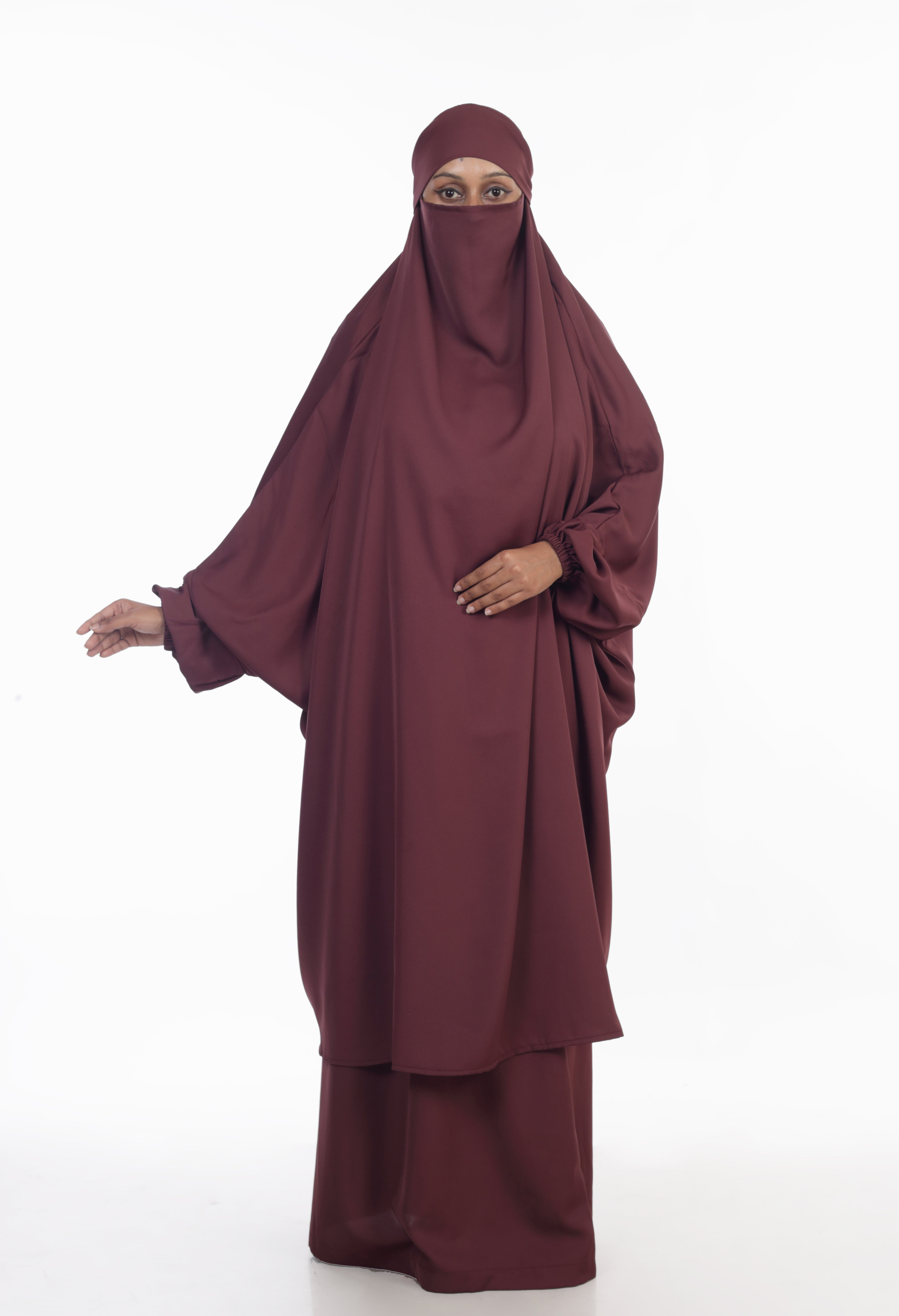 Two Piece Elastic Sleeves Nida Jilbab Set - ANA APPARELS