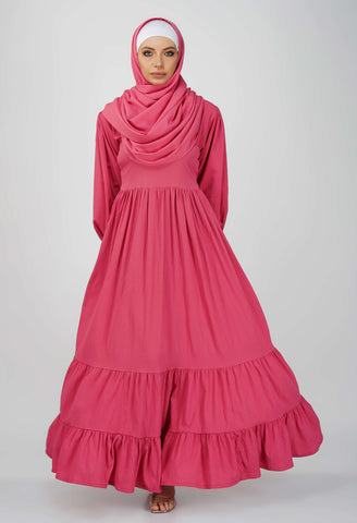 Glamorous Three Tier Side Frill Abaya Set