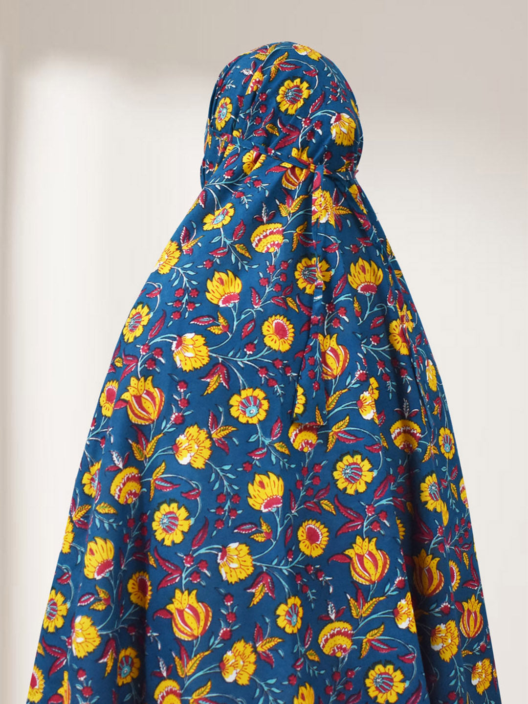 Teal Blue Floral Cotton Namaz Makhna