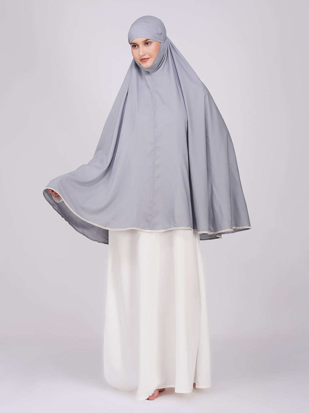 Arisha Grey Cotton Namaz Makhna