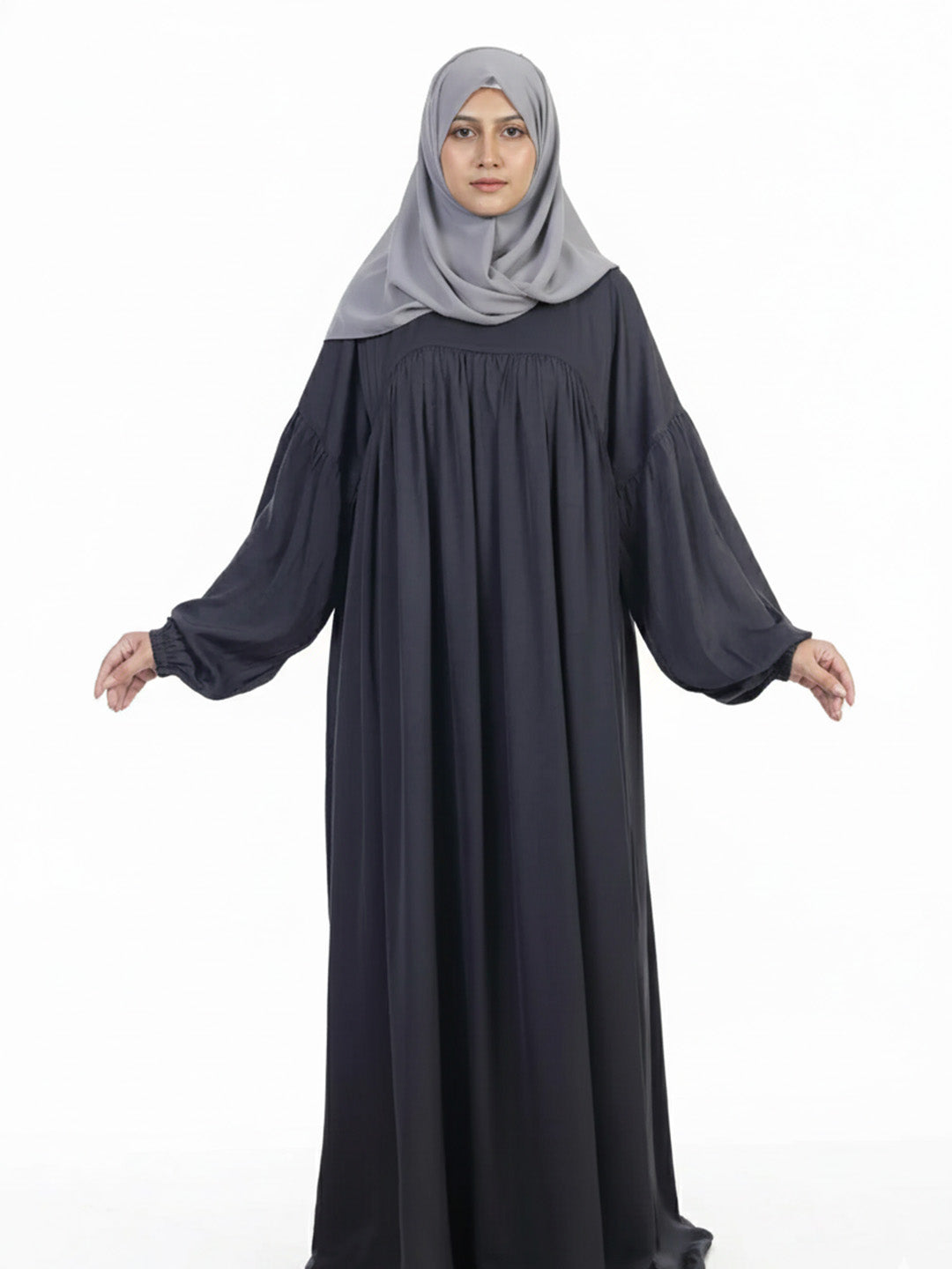 Front & Back Gather Drop Shoulder Abaya