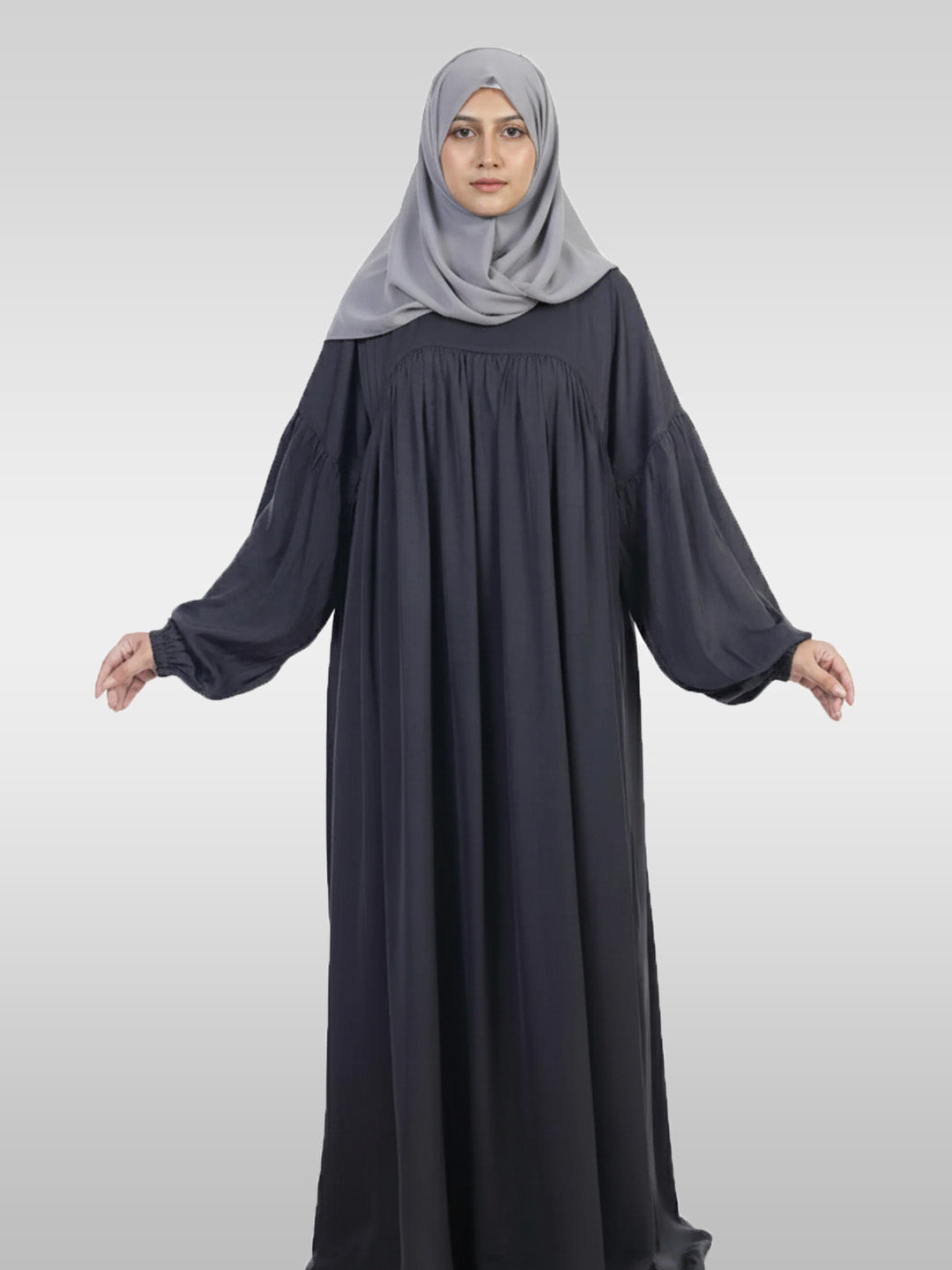 Front & Back Gather Drop Shoulder Abaya