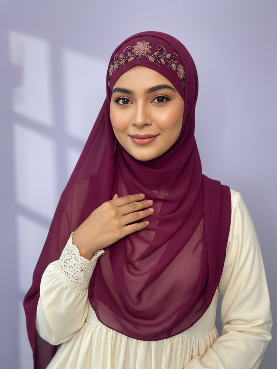 Maisha Hijab - Maroon