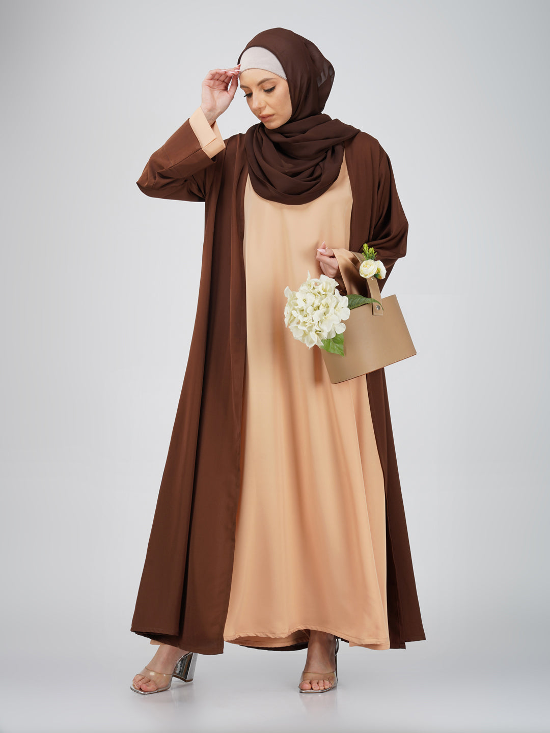 Zara Double Layer Shrug Nida Abaya Set