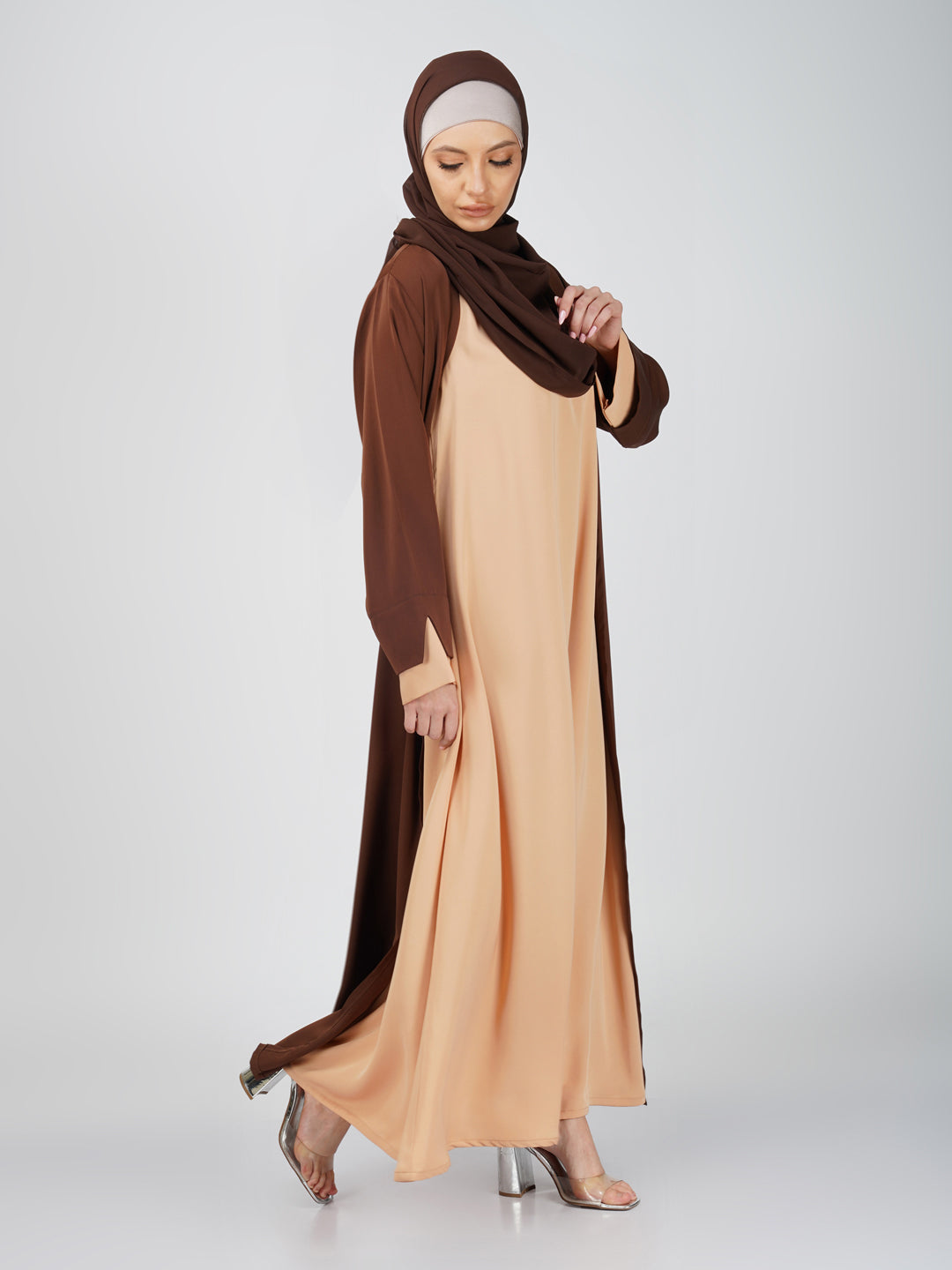 Zara Double Layer Shrug Nida Abaya Set