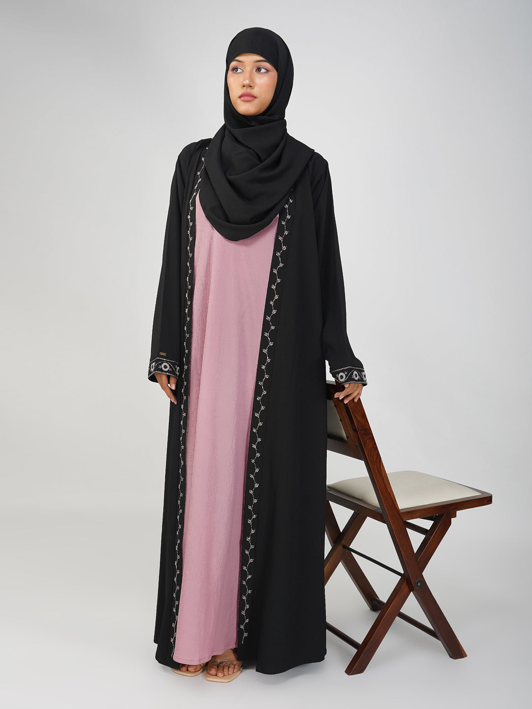 Azba Double Layer Handwork Abaya Set