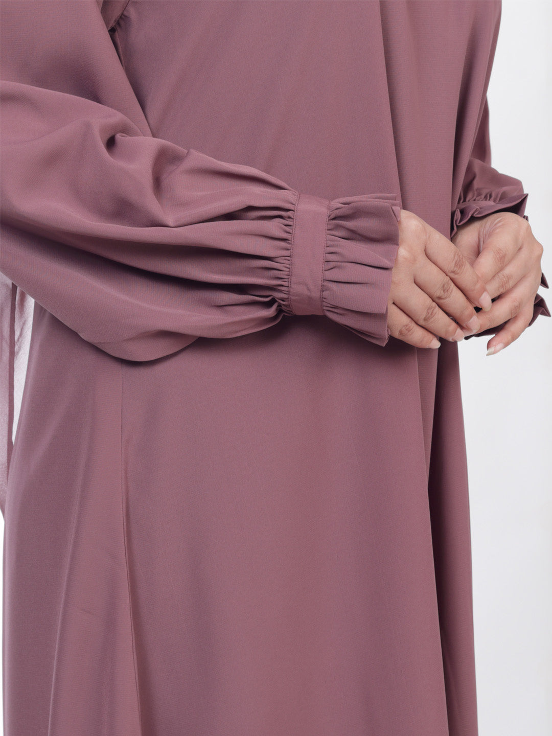 Basic Abaya with Band Frill Sleeves