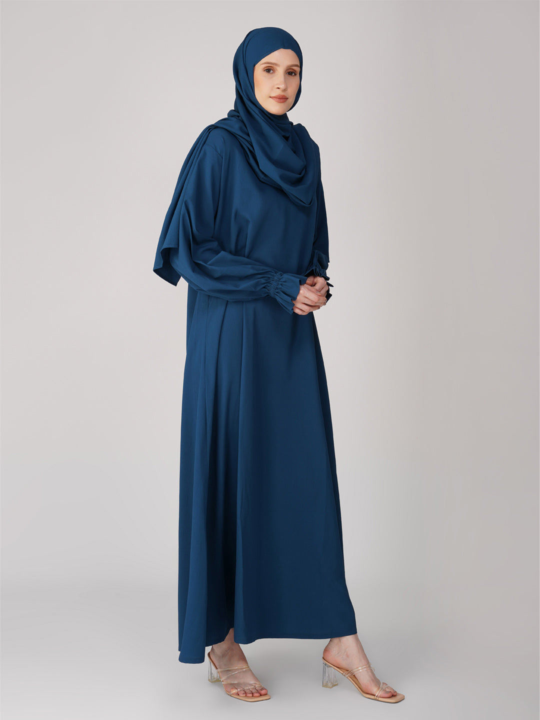 Nazish Teal Blue Abaya Set