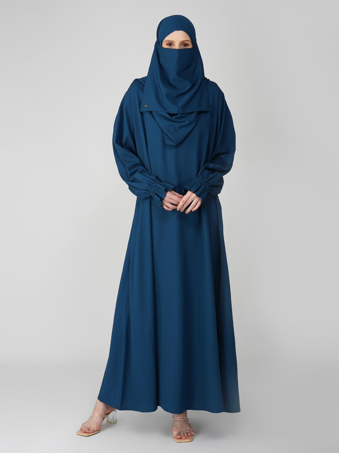 Nazish Teal Blue Abaya Set