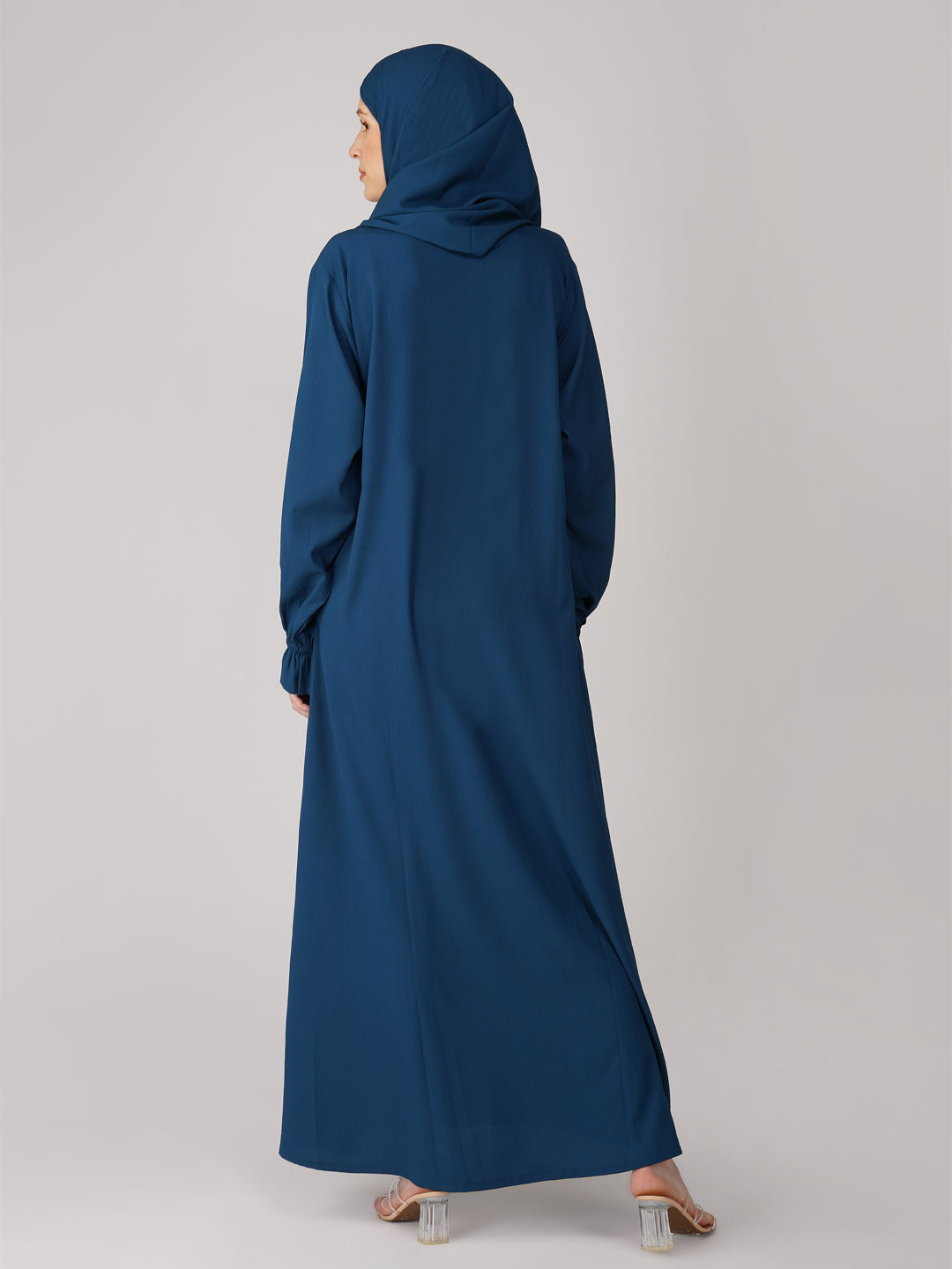 Nazish Teal Blue Abaya Set