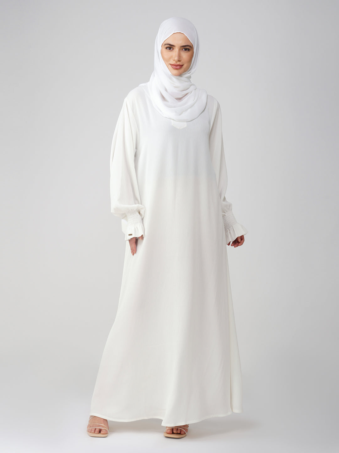 Noor Abaya With Smocked Sleeves