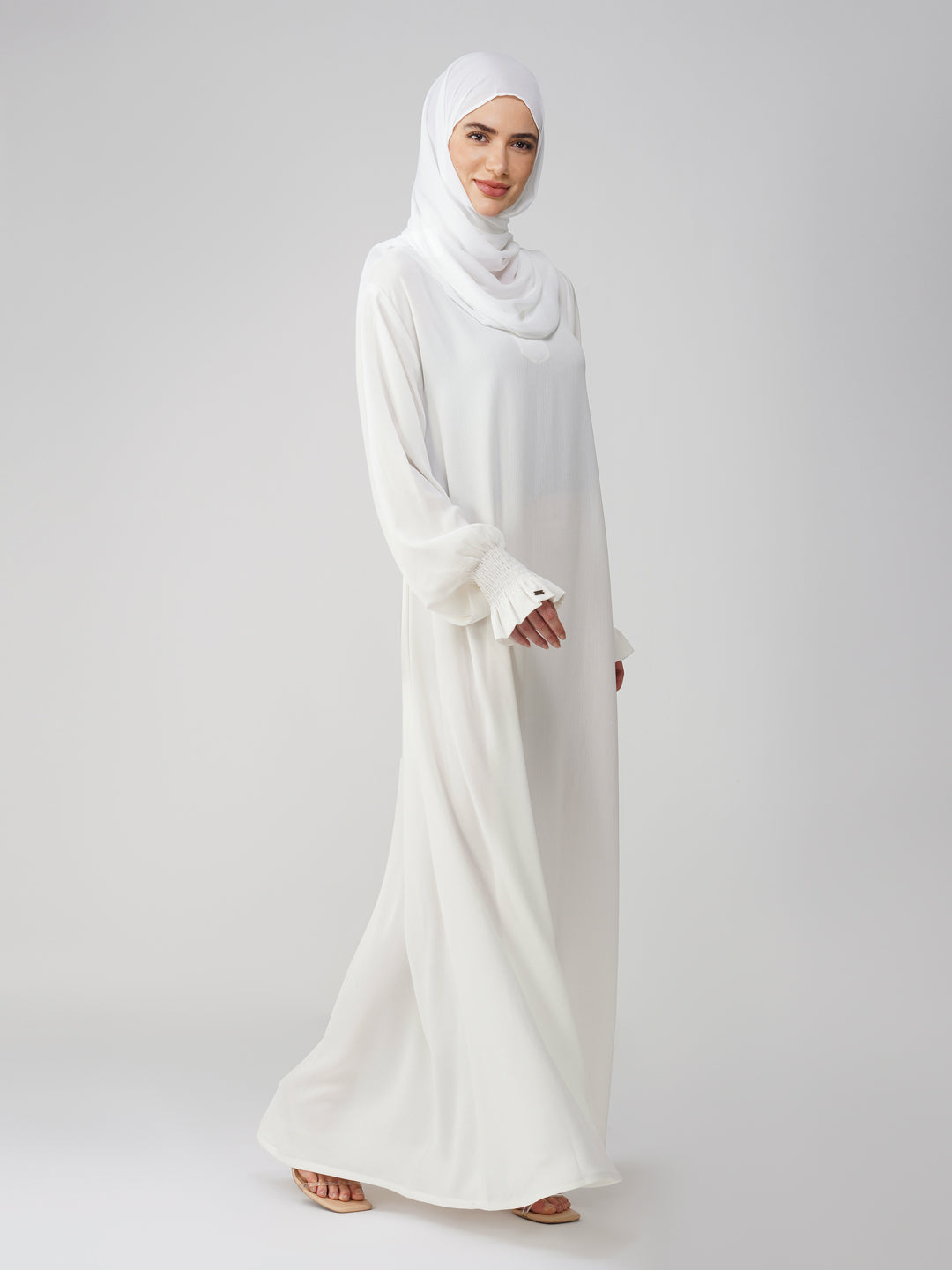 Noor Abaya With Smocked Sleeves