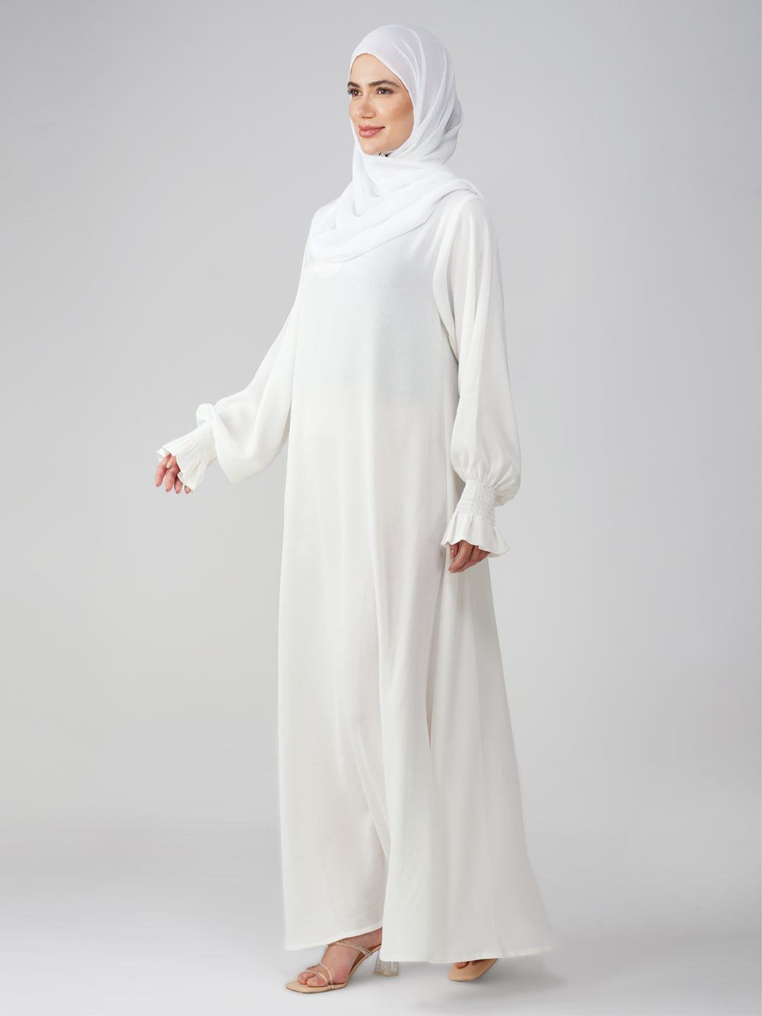Noor Abaya With Smocked Sleeves