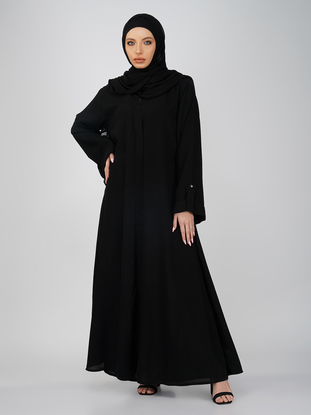 Sumaiya Textured Black Abaya Set