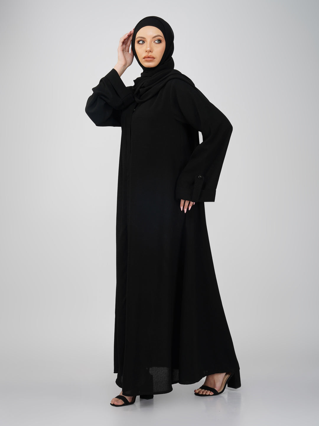 Sumaiya Textured Black Abaya Set