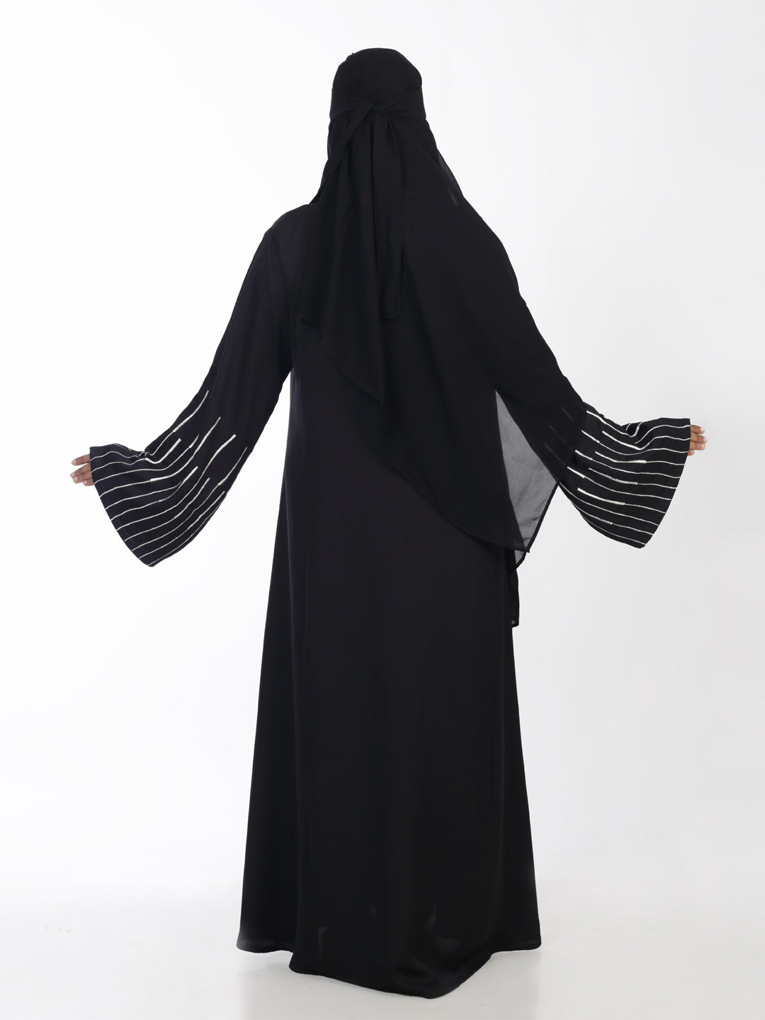 Classic Front Closed Abaya with Embroidery Detail on Sleeves