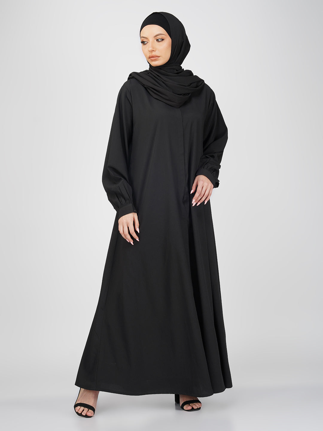 Classic Front Open Crinkle Abaya Set