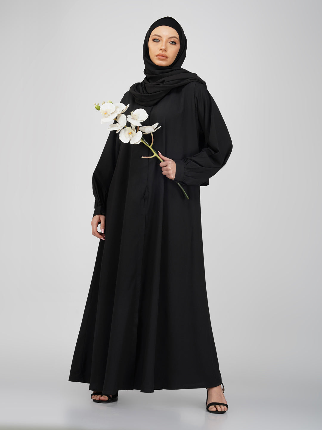 Classic Front Open Crinkle Abaya Set