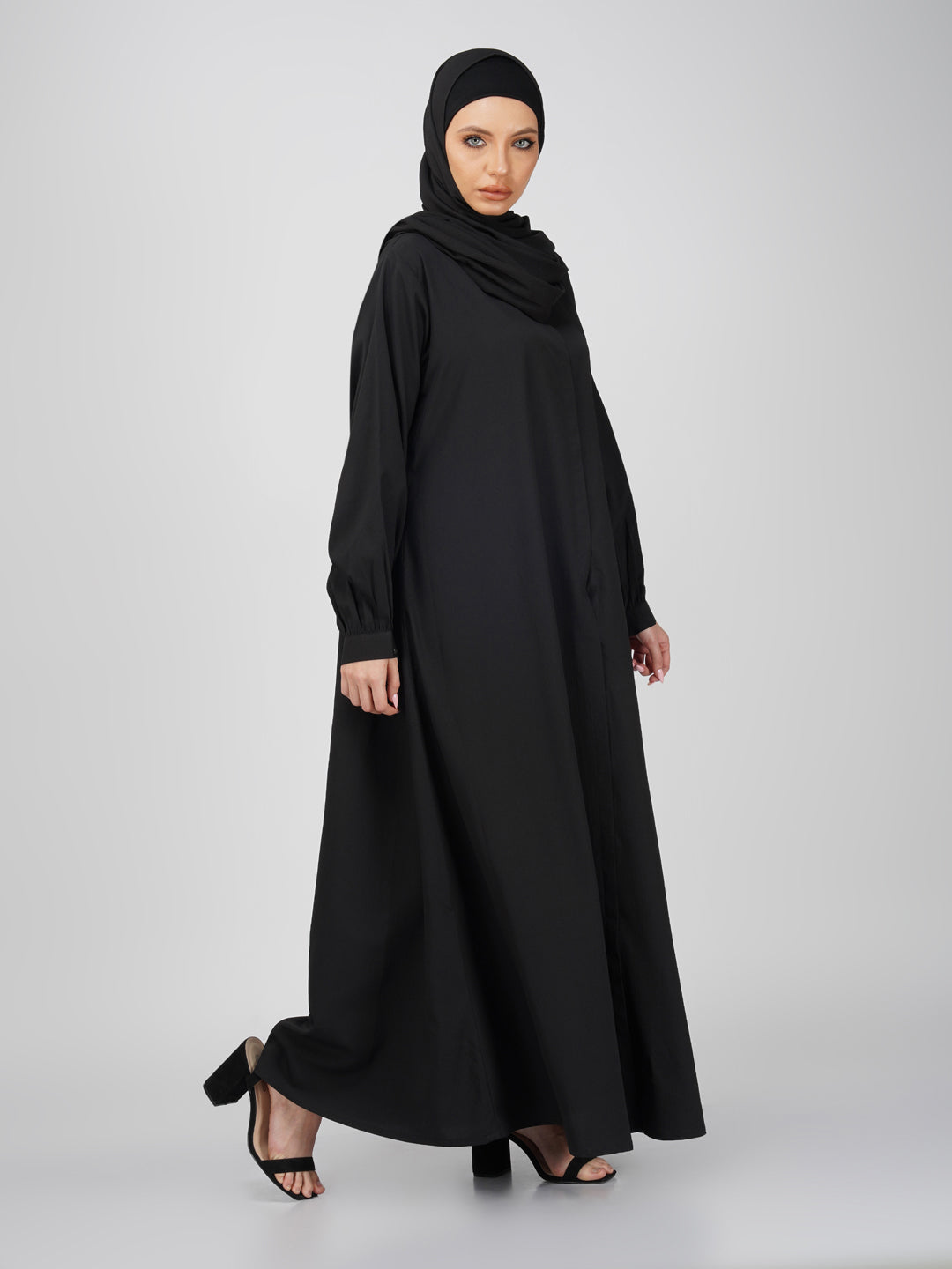 Classic Front Open Crinkle Abaya Set