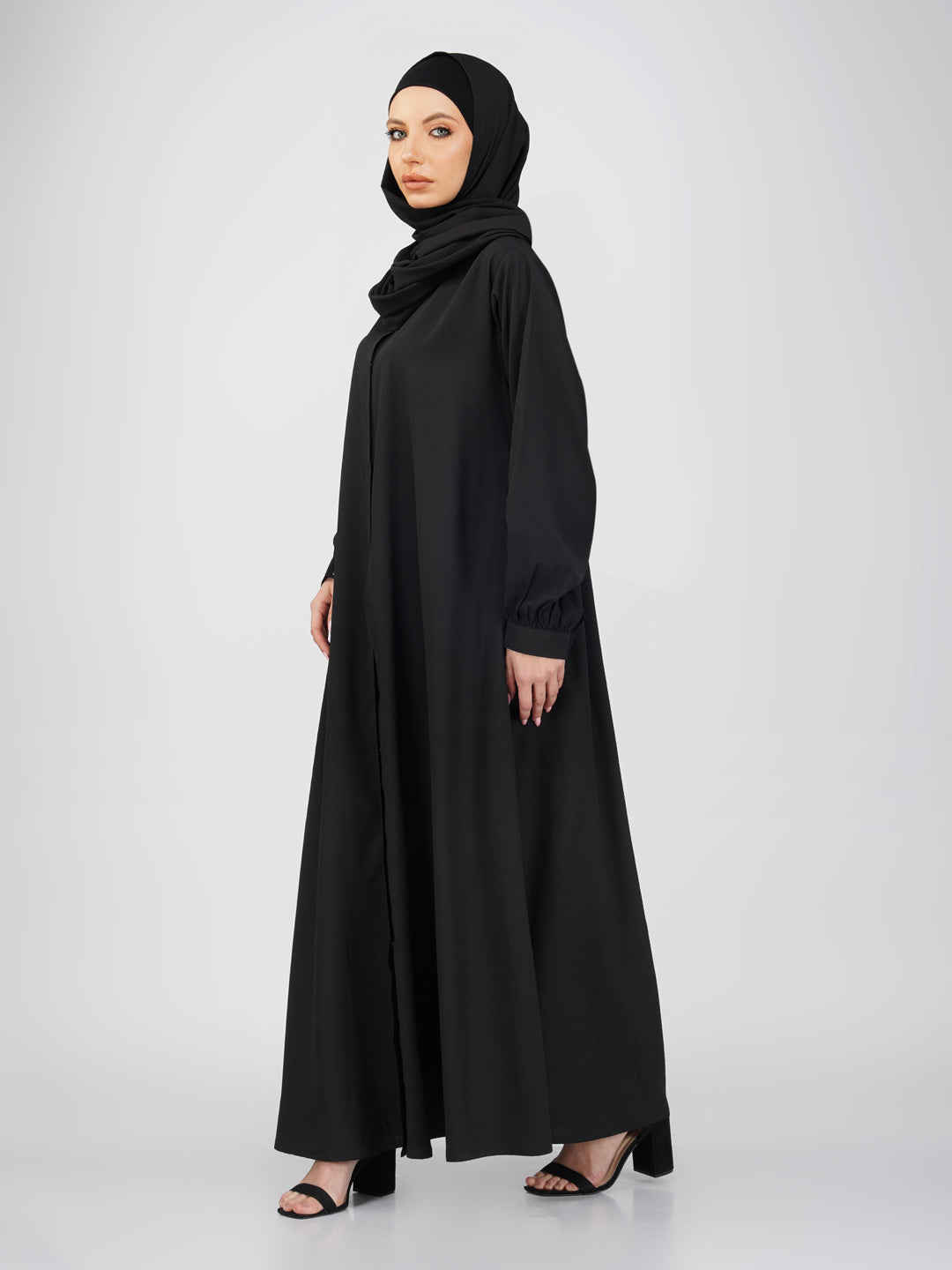 Classic Front Open Crinkle Abaya Set