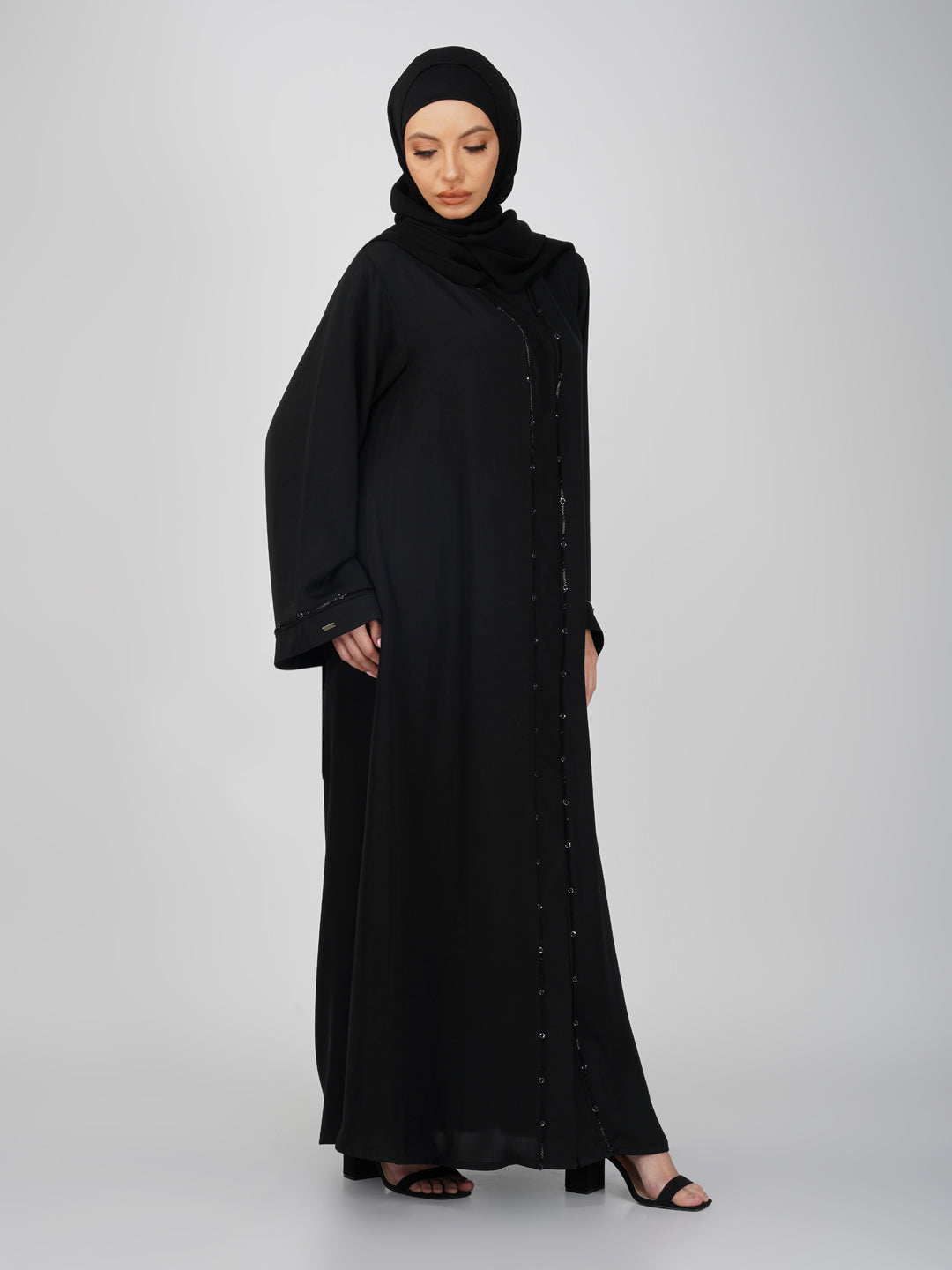 Wajood Front Open Handwork Nida Abaya Set