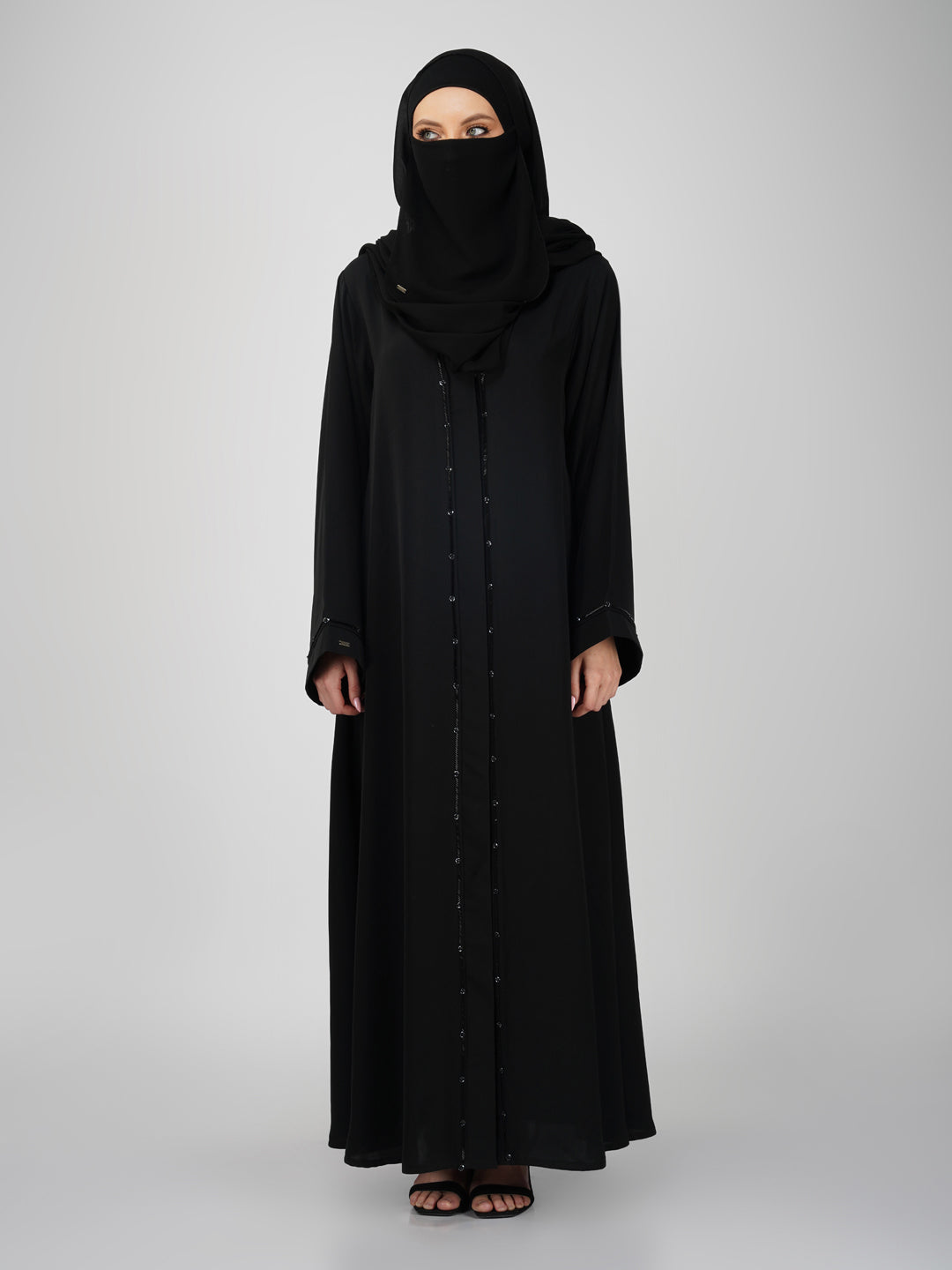 Wajood Front Open Handwork Nida Abaya Set