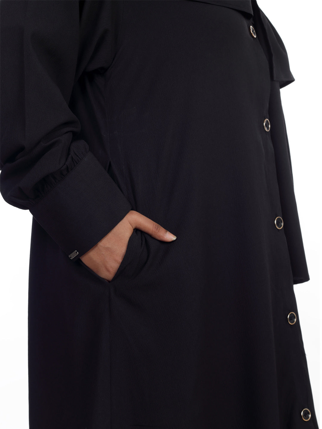 Kaaj Button Front Open Abaya Set
