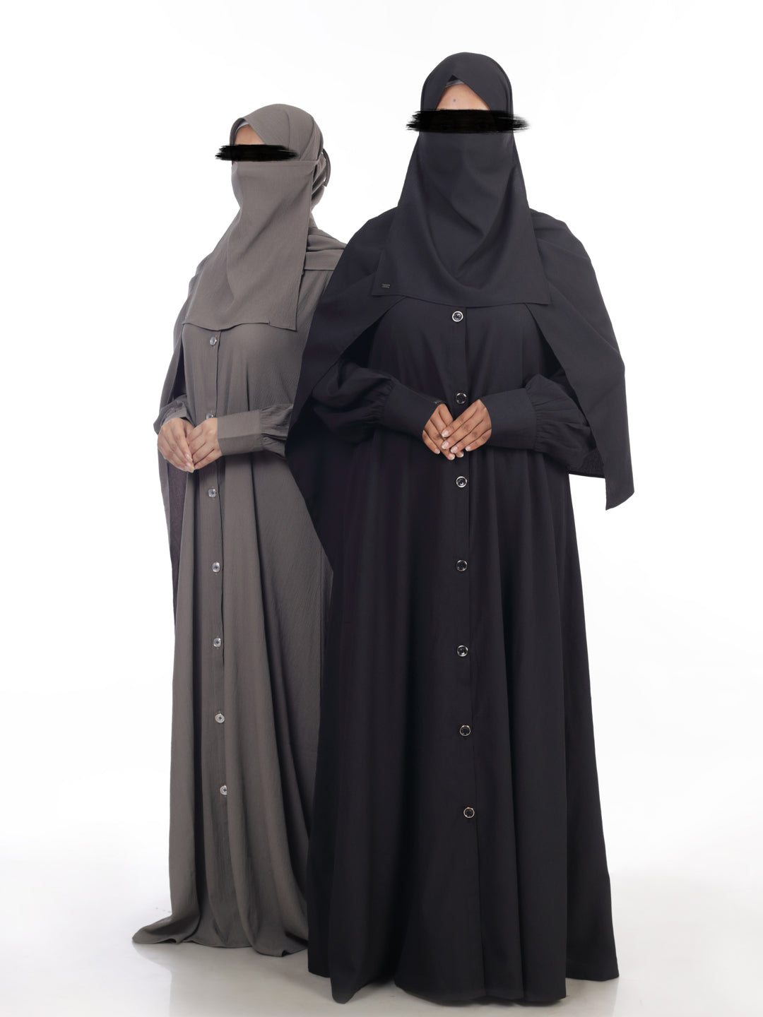 Kaaj Button Front Open Abaya Set
