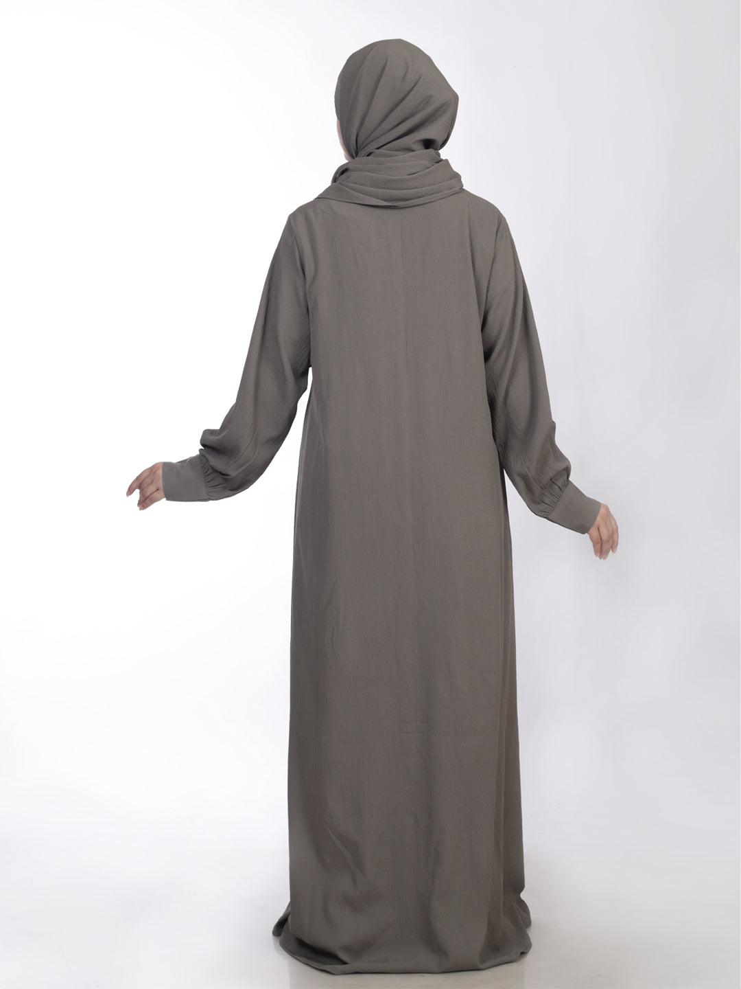 Kaaj Button Front Open Abaya Set