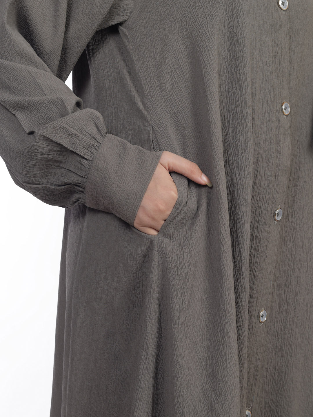 Kaaj Button Front Open Abaya Set