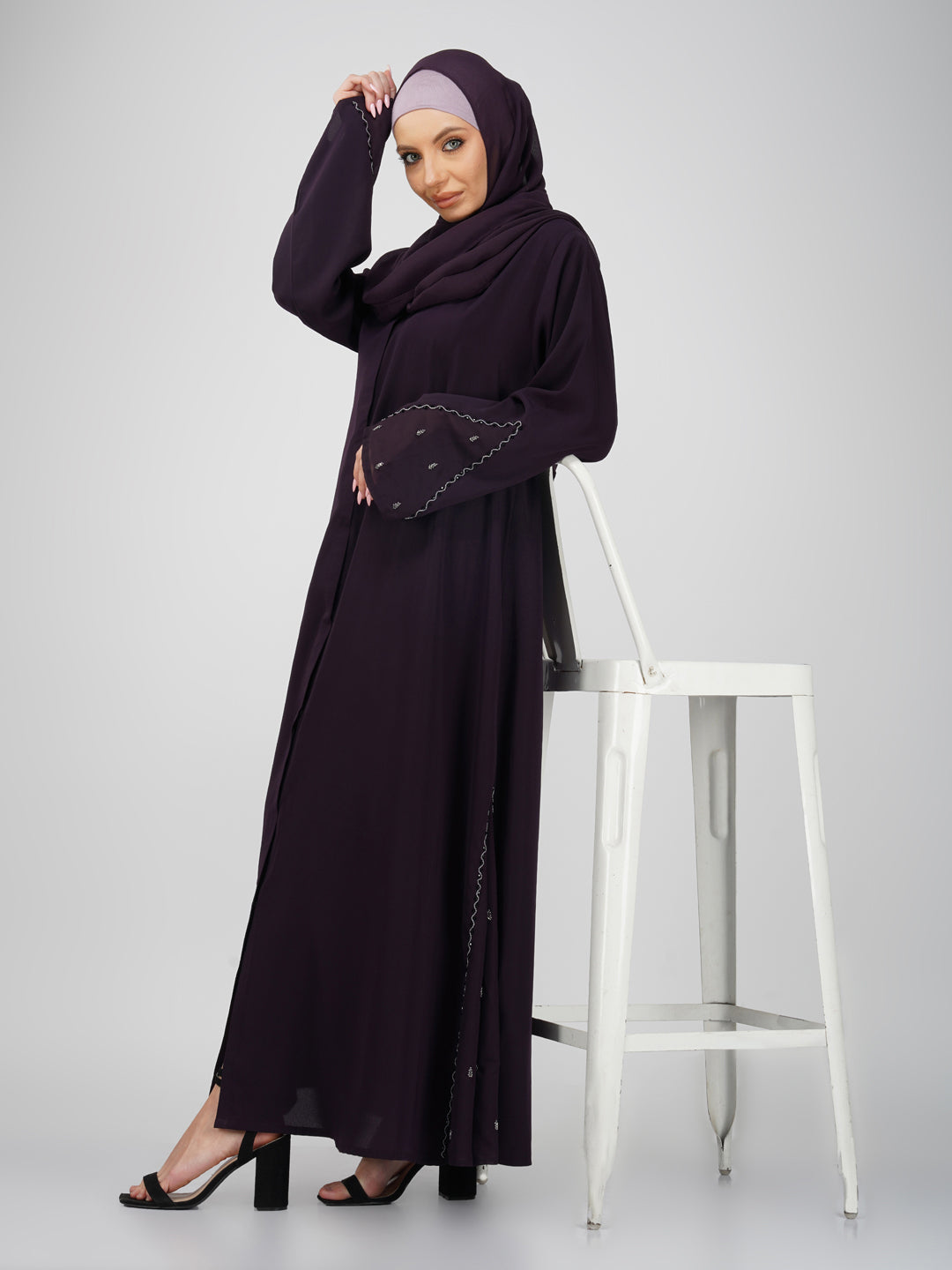 Ayzal Side Kali Front Open Handwork Abaya Set