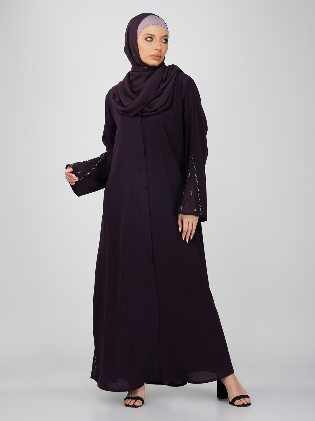 Ayzal Side Kali Front Open Handwork Abaya Set