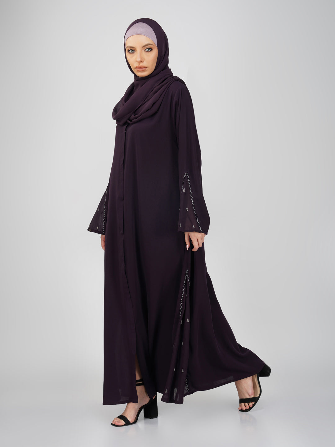 Ayzal Side Kali Front Open Handwork Abaya Set