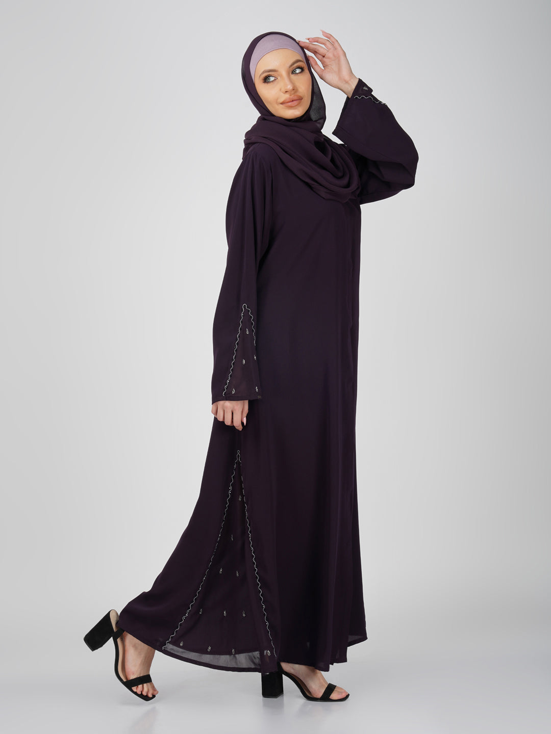 Ayzal Side Kali Front Open Handwork Abaya Set