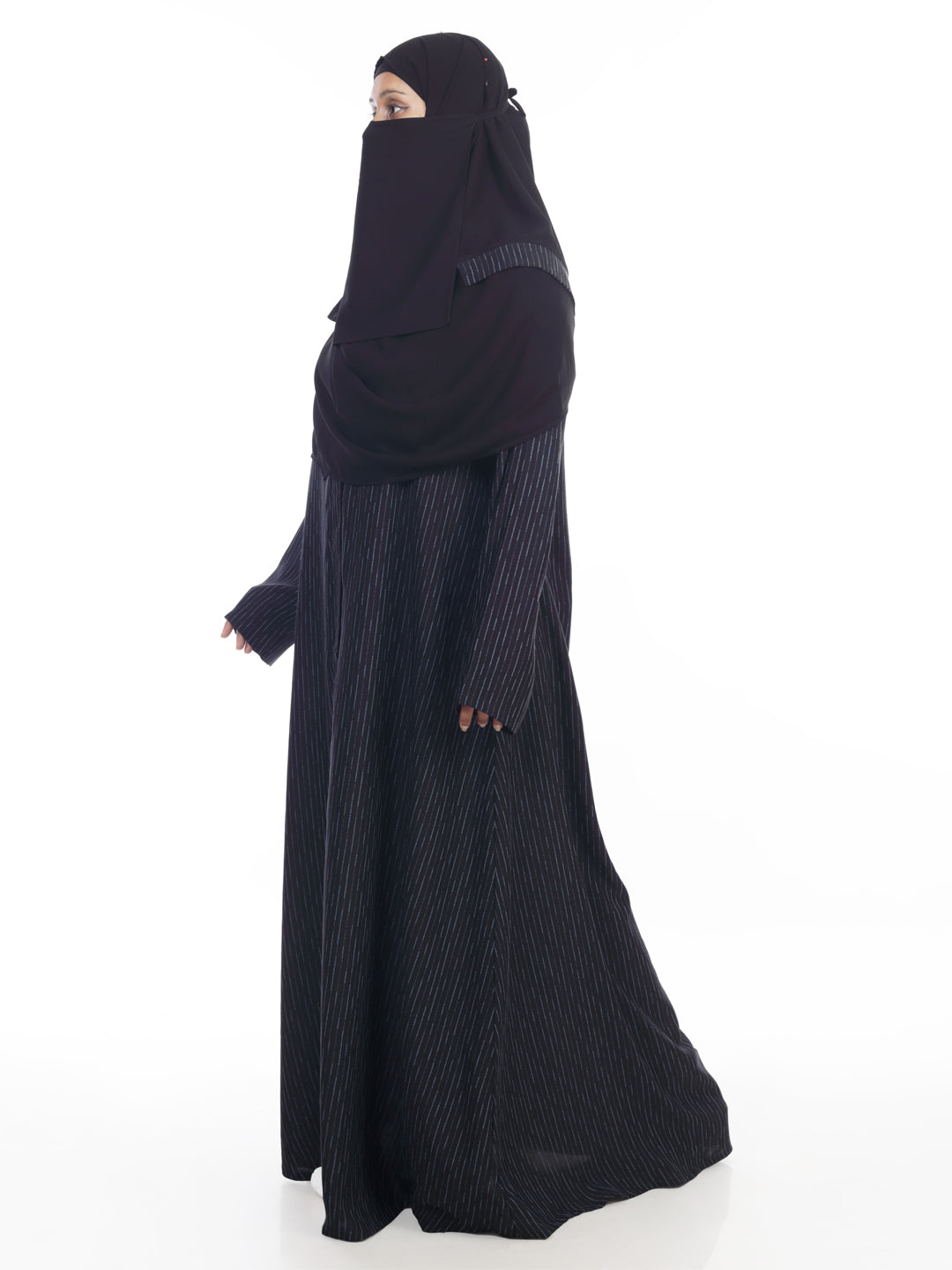 Front Open Blue Stripe Abaya