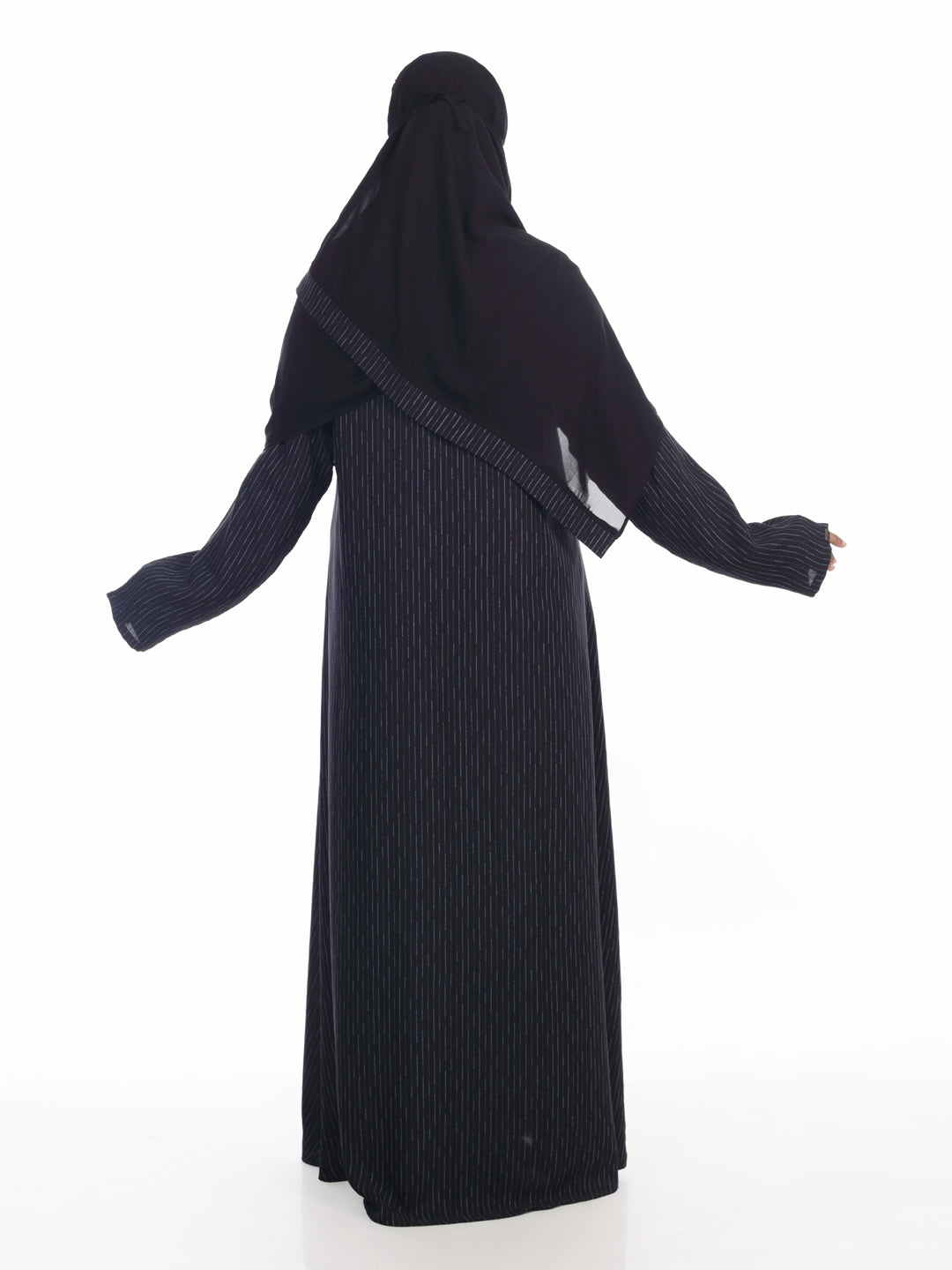 Front Open Blue Stripe Abaya