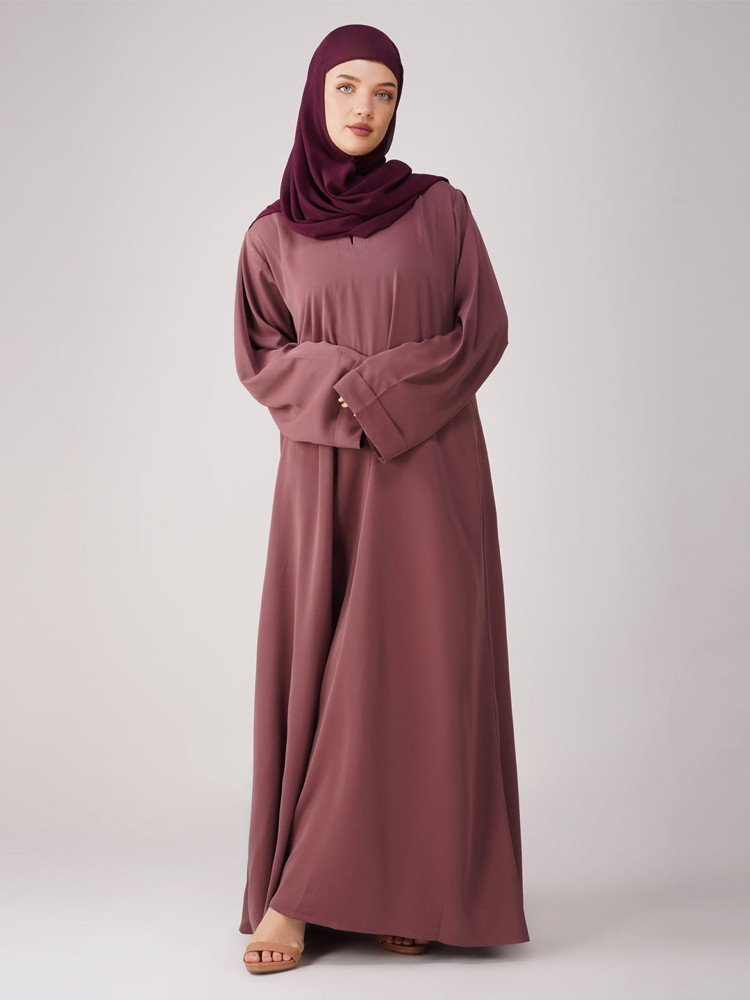 Basic Abaya With Fold Sleeves Set