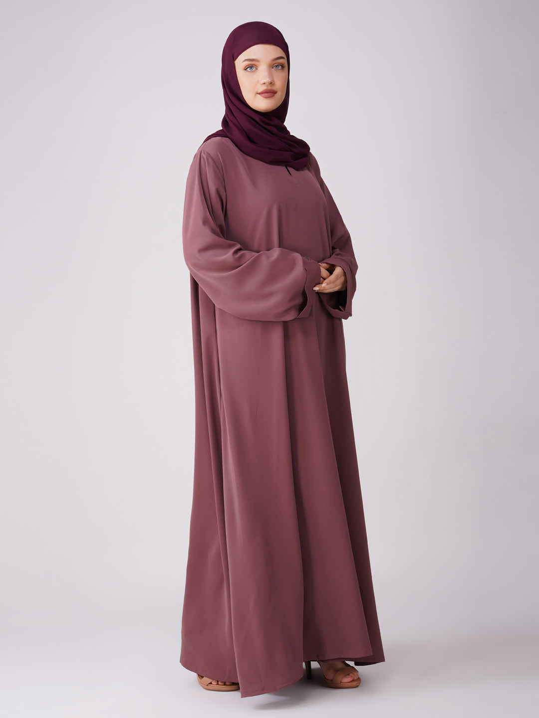 Basic Abaya With Fold Sleeves Set