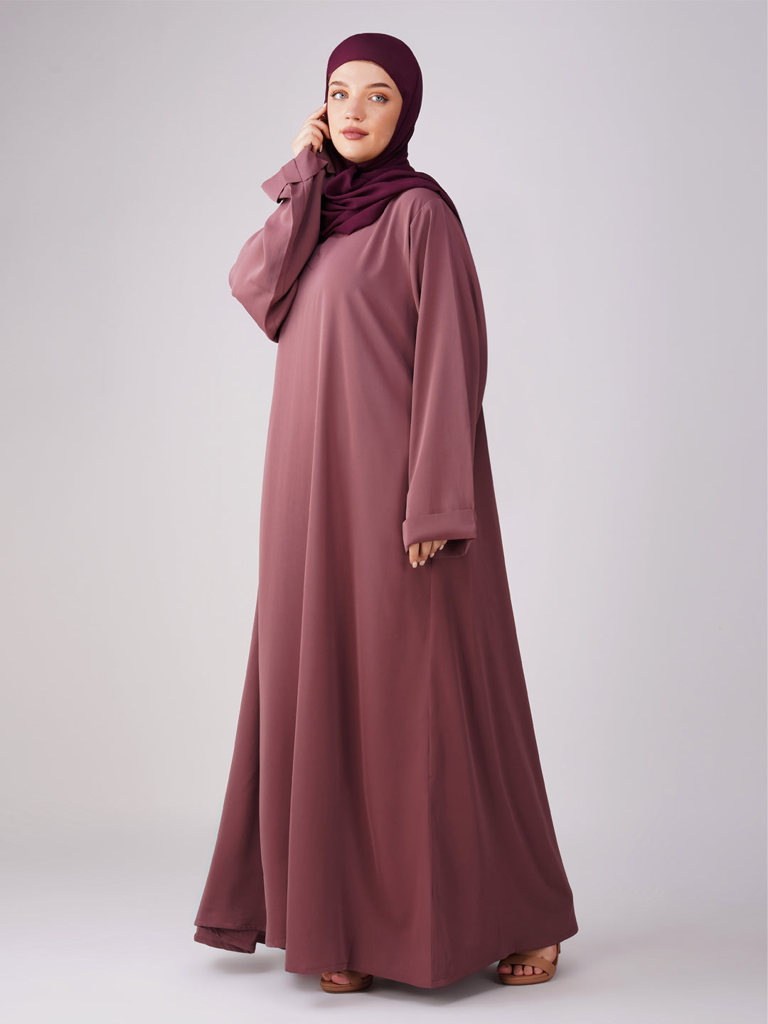 Basic Abaya With Fold Sleeves Set